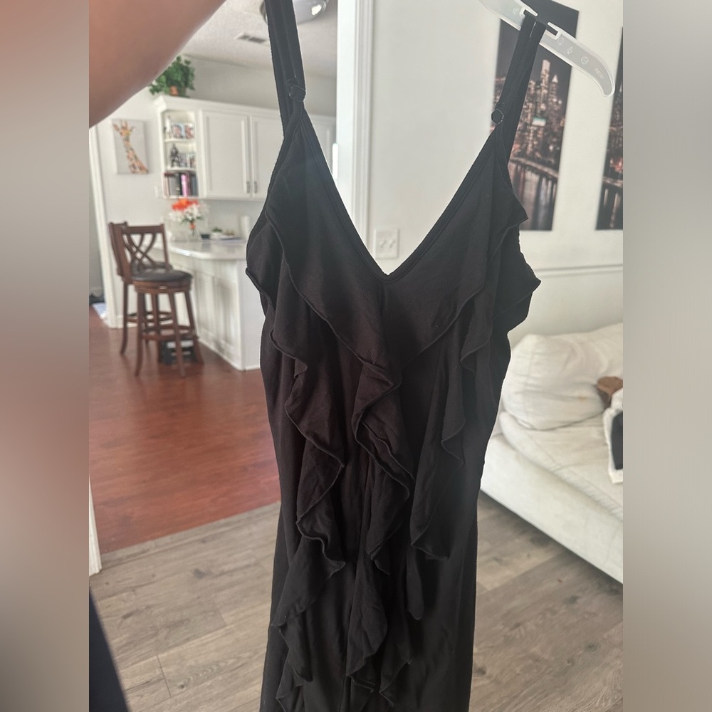 1980s black ruffle dress. Zen-knits- worn once